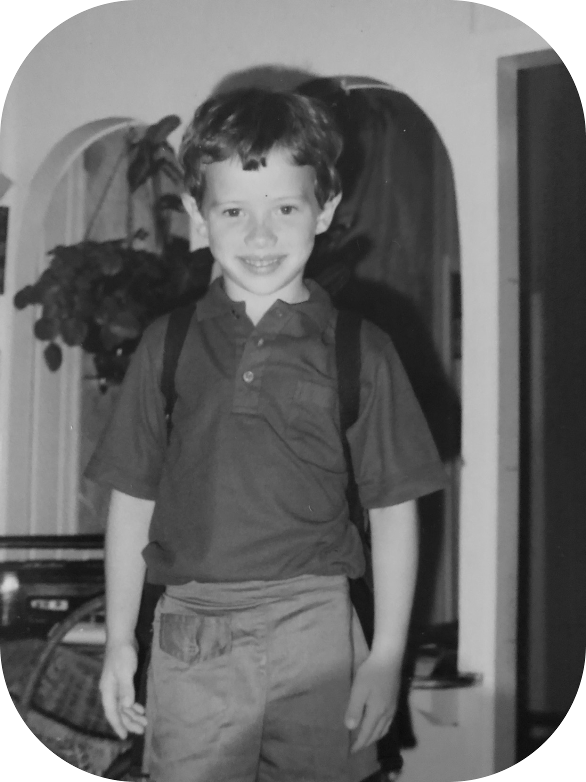 Black and white photo of engineering manager Tyce Clee as a young boy