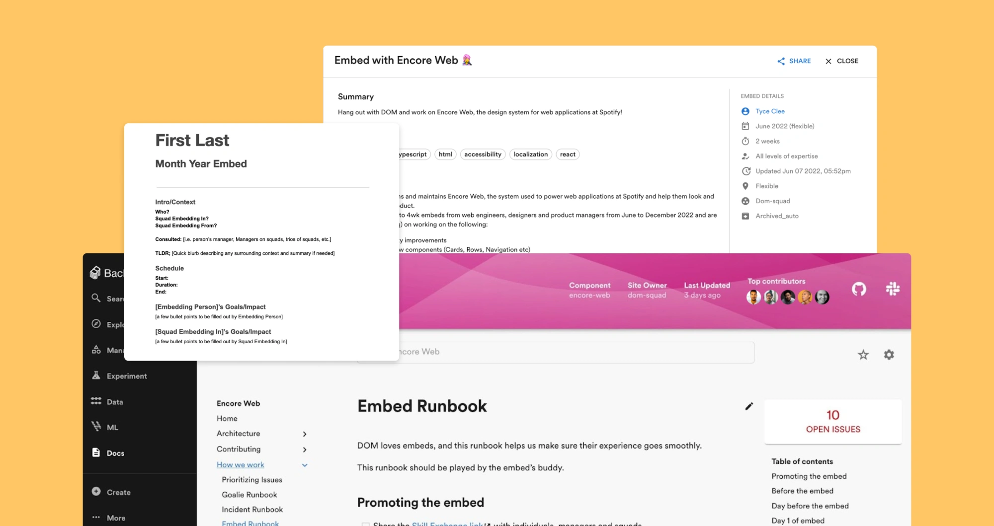 Various documents that are part of our Encore embed program